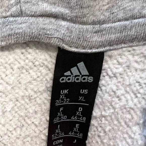 Grey hoodie Adidas XL black strip up sleeves. Zip up. Lightweight. - Picture 2 of 5